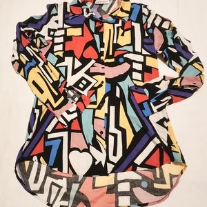 **💥4 for $50** Big Dart Fun abstract colorful button up. Sz XS.